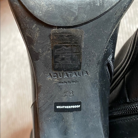 Aquatalia Illiana Weatherproof High Block Heel Chunky Boots Black Leather Size 8 - Picture 8 of 14
